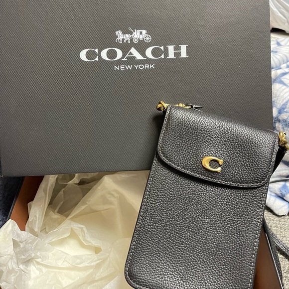 Coach Black Leather Cellphone Crossbody Bag - Picture 1 of 2